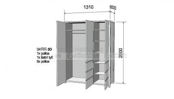 Schma a rozmery skrine Azzo 3D