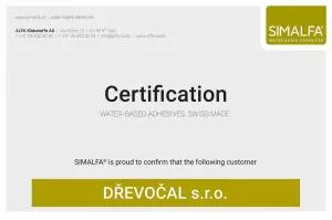 Certifikát lepidla na vodnej báze Certifikát lepidla na vodní bázi