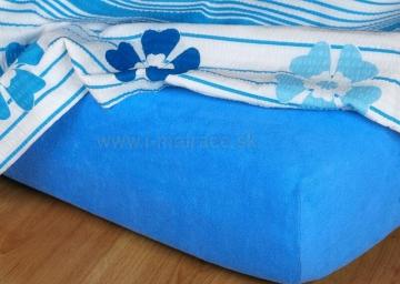Kvalitná froté plachta denim farby.