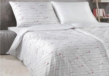 Luxusné saténové posteľné obliečky Geon love biela