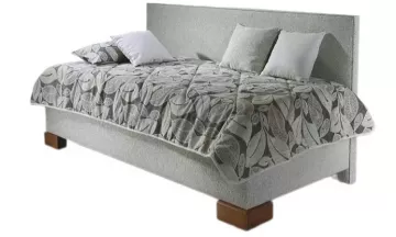 Čalúnená posteľ Quarto dlhé čelo, v látke č.105, denná deka č.104