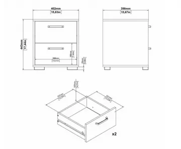 No�n� stol�k Selina 701, rozmery