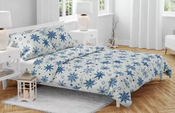 Obliečky Vločky modrobiele